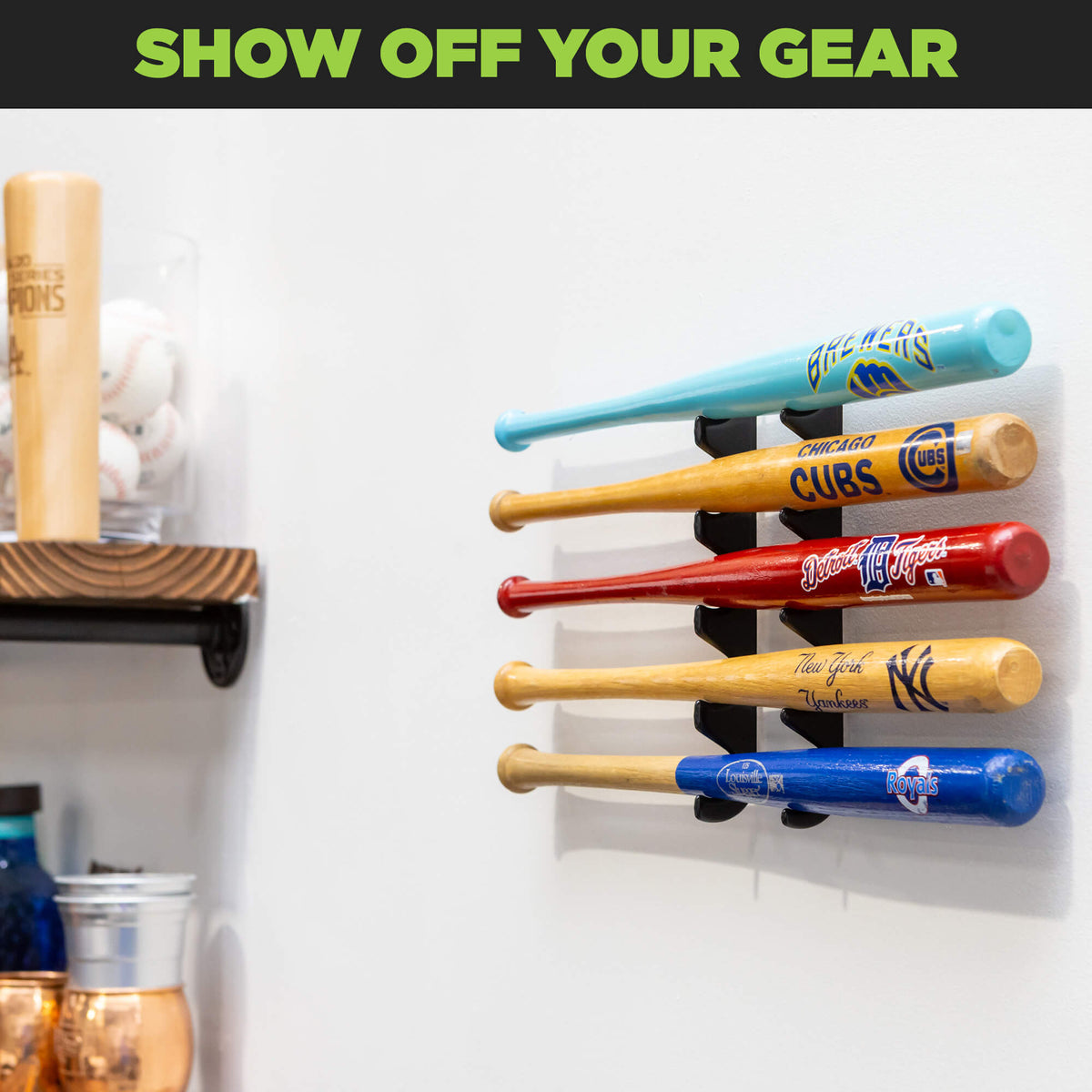 Horizontal Five Mini Bat Wall Mount