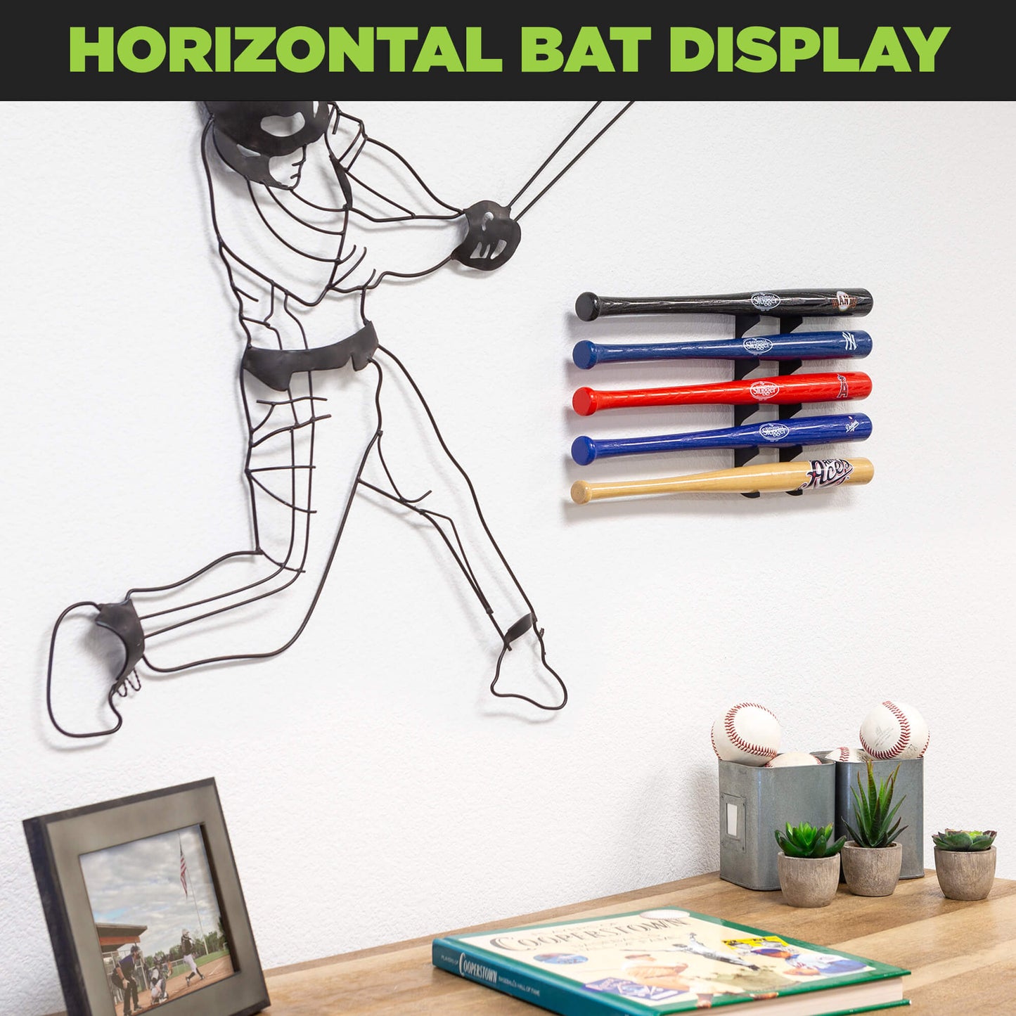 Horizontal Five Mini Bat Wall Mount