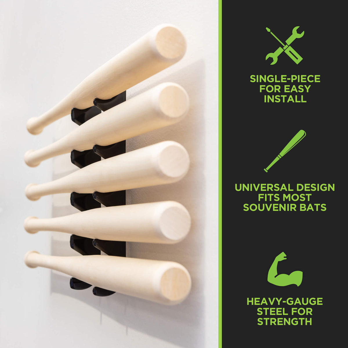 Horizontal Five Mini Bat Wall Mount