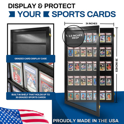 Sports Trading Card Wall Display PSA Graded Case Display Cabinet Made in USA