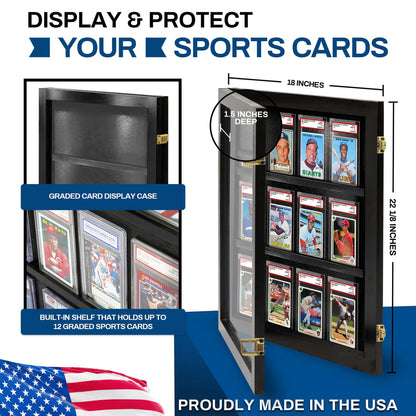 Sports Trading Card Wall Display PSA Graded Case Display Cabinet Made in USA