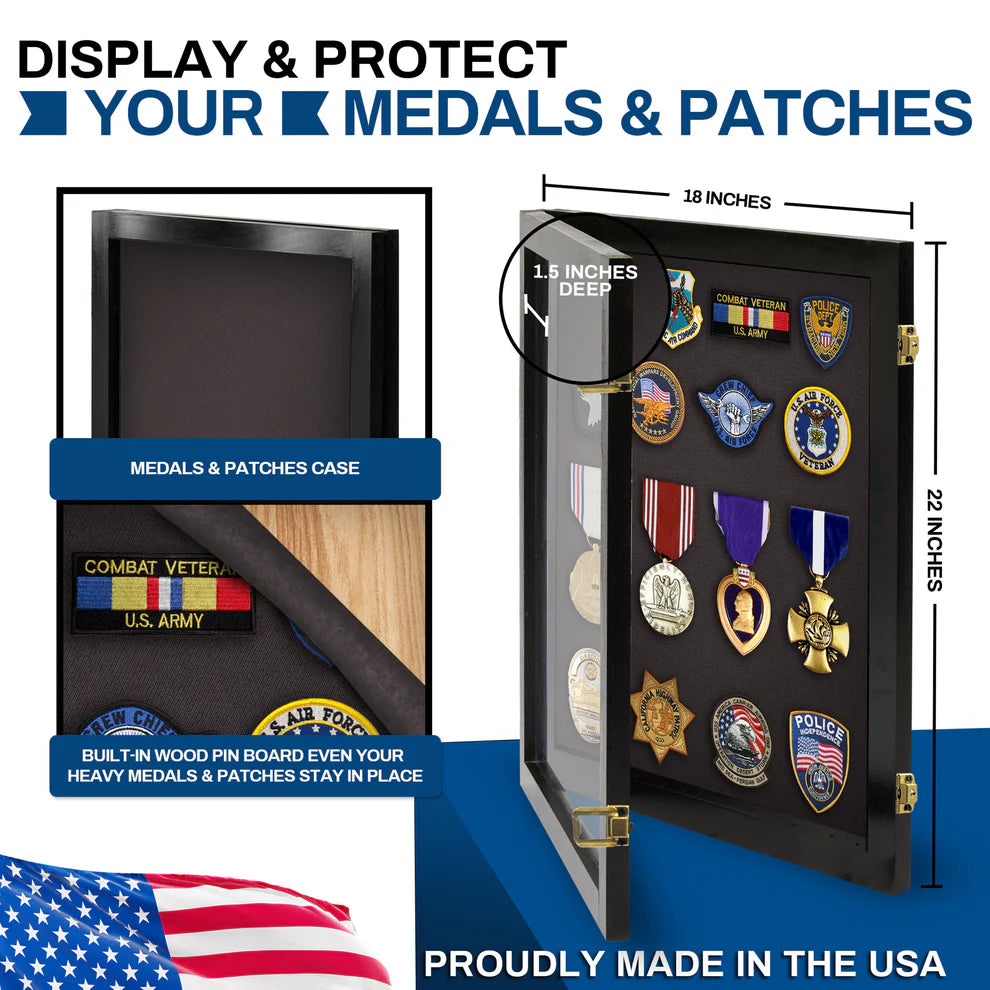 Small - Medals, Pins, & Patches Display Case