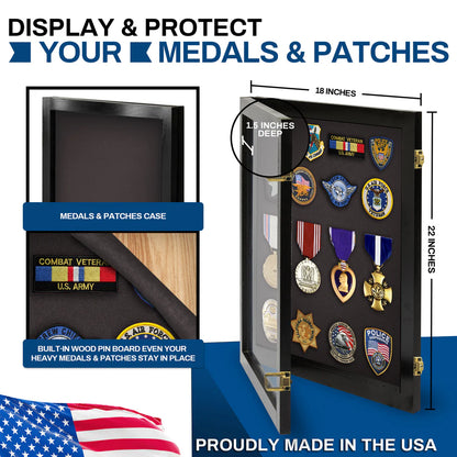 Small - Medals, Pins, & Patches Display Case