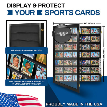 Sports Trading Card Wall Display Ungraded Case Display Cabinet Made in USA