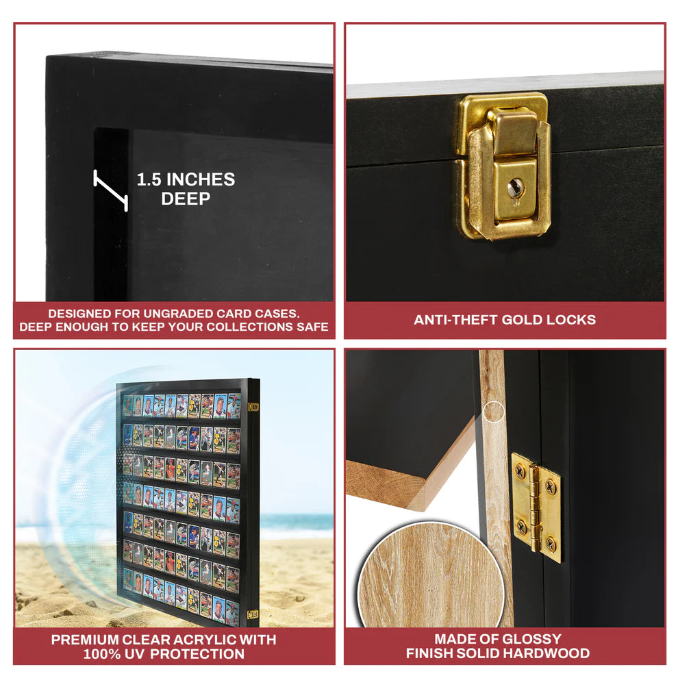Sports Trading Card Wall Display Ungraded Case Display Cabinet Made in USA