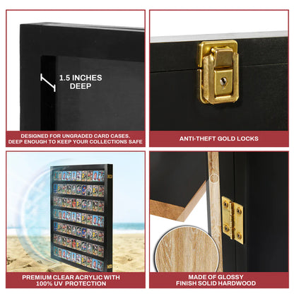 Sports Trading Card Wall Display Ungraded Case Display Cabinet Made in USA