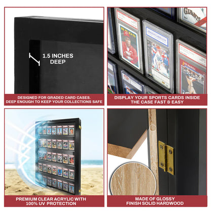 Sports Trading Card Wall Display PSA Graded Case Display Cabinet Made in USA