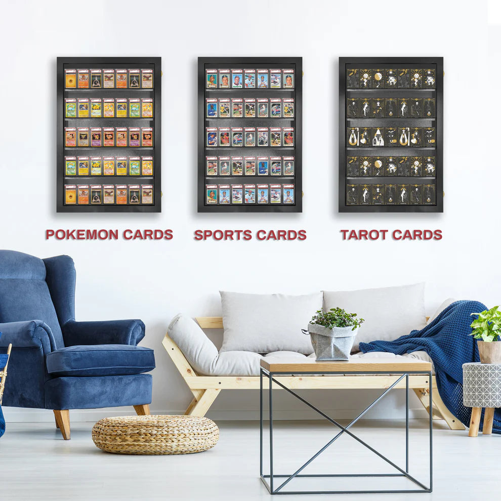 Sports Trading Card Wall Display PSA Graded Case Display Cabinet Made in USA