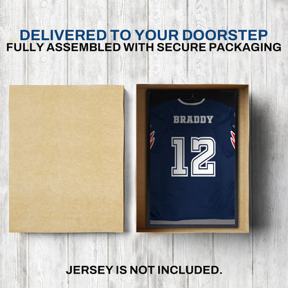 Black Football Jersey Frame Display Case - Shadow Box for Jersey Display - UV Protection