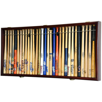 Large Mini 18" Bat Baseball Display Case Cabinet UV Protection Cherry Wood