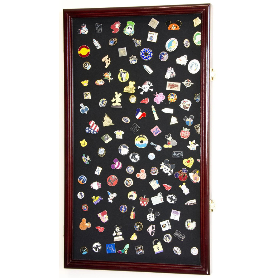 Large Pin, Ribbons, Medals, Buttons, Shells Disney Pins Display Case Cabinet
UV Protection Cherry Wood