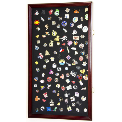 Large Pin, Ribbons, Medals, Buttons, Shells Disney Pins Display Case Cabinet
UV Protection Cherry Wood