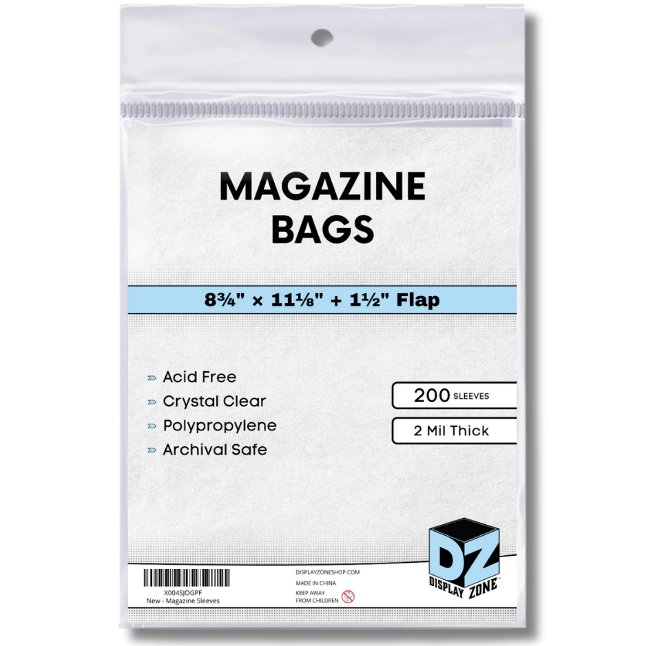 Magazine Bags - 200 Pack Acid-Free Polypropylene Plastic Sleeves - Crystal Clear Protection for Your Magazines and Comic Books - Archival Storage Covers for Collectors