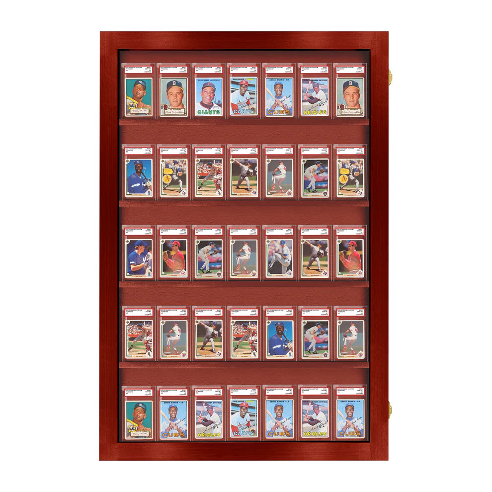 Sports Trading Card Wall Display PSA Slab Graded Case Display Cabinet Made in USA Cherry Wood