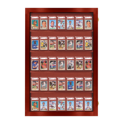 Sports Trading Card Wall Display PSA Slab Graded Case Display Cabinet Made in USA Cherry Wood