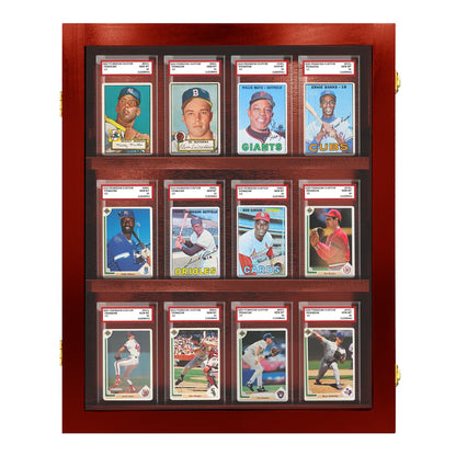 Sports Trading Card Wall Display PSA Slab Graded Case Display Cabinet Made in USA Cherry Wood