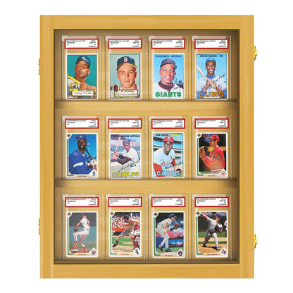 Sports Trading Card Wall Display PSA Slab Graded Case Display Cabinet Made in USA Oak Wood