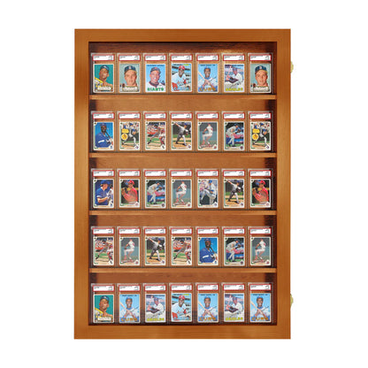Sports Trading Card Wall Display PSA Slab Graded Case Display Cabinet Made in USA Walnut Wood