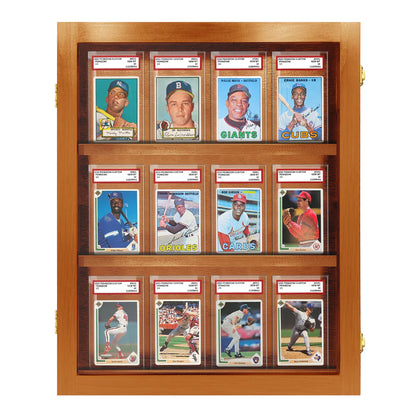 Sports Trading Card Wall Display PSA Slab Graded Case Display Cabinet Made in USA Walnut Wood
