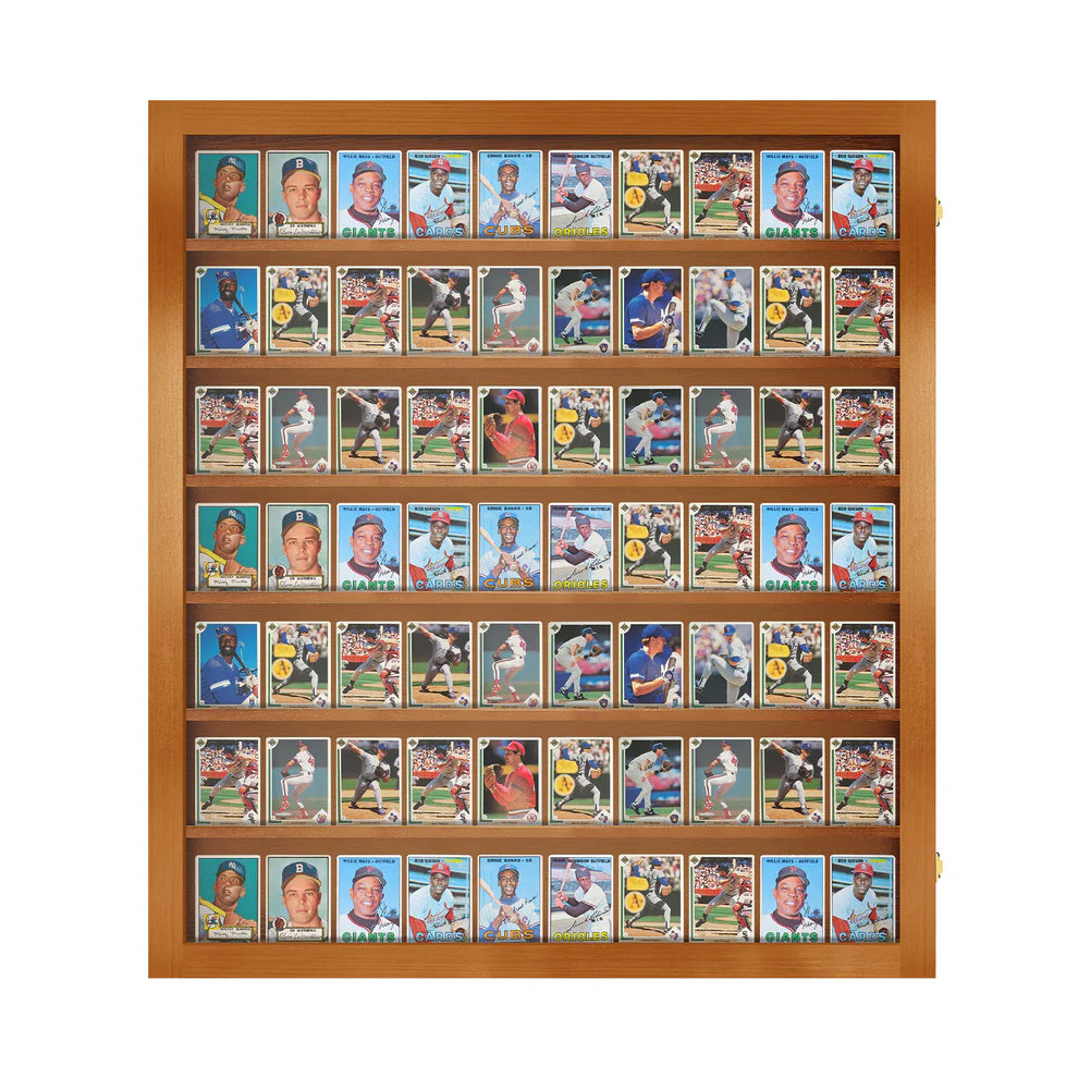 Sports Trading Card Wall Display Ungraded Case Display Cabinet Made in USA Walnut Wood