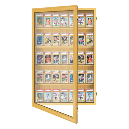 Sports Trading Card Wall Display PSA Slab Graded Case Display Cabinet Made in USA Oak Wood