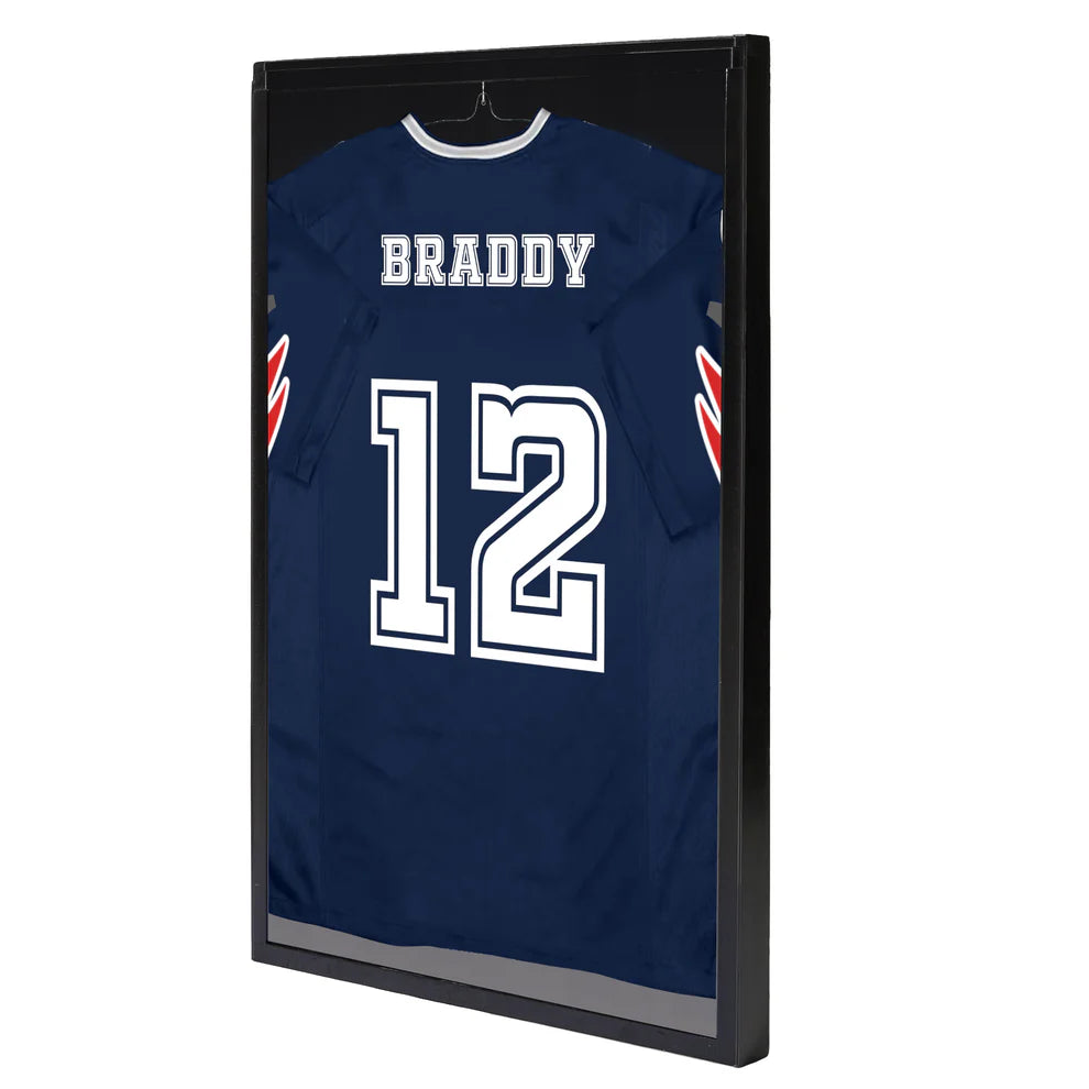 Black Football Jersey Frame Display Case - Shadow Box for Jersey Display - UV Protection