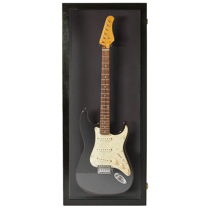 Electric Guitar Display Case UV Protection Black Wood