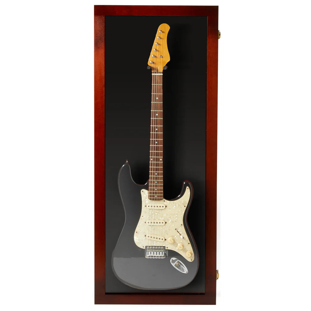 Electric Guitar Display Case UV Protection Cherry Wood