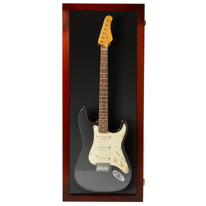 Electric Guitar Display Case UV Protection Cherry Wood