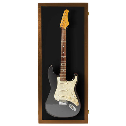 Electric Guitar Display Case UV Protection Walnut Wood