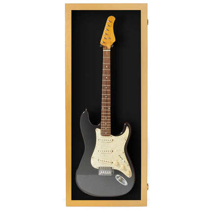 Electric Guitar Display Case UV Protection Golden Oak Wood