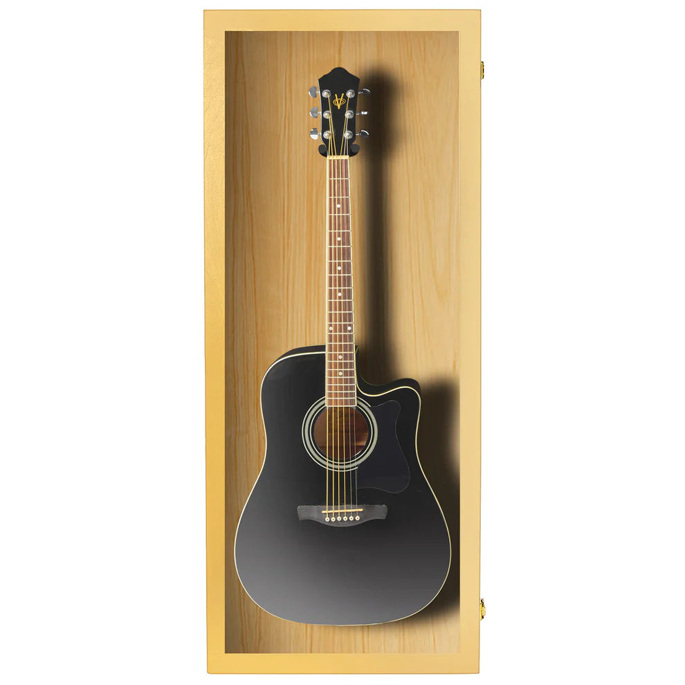 Golden Oak Acoustic Guitar Display Case UV Protection