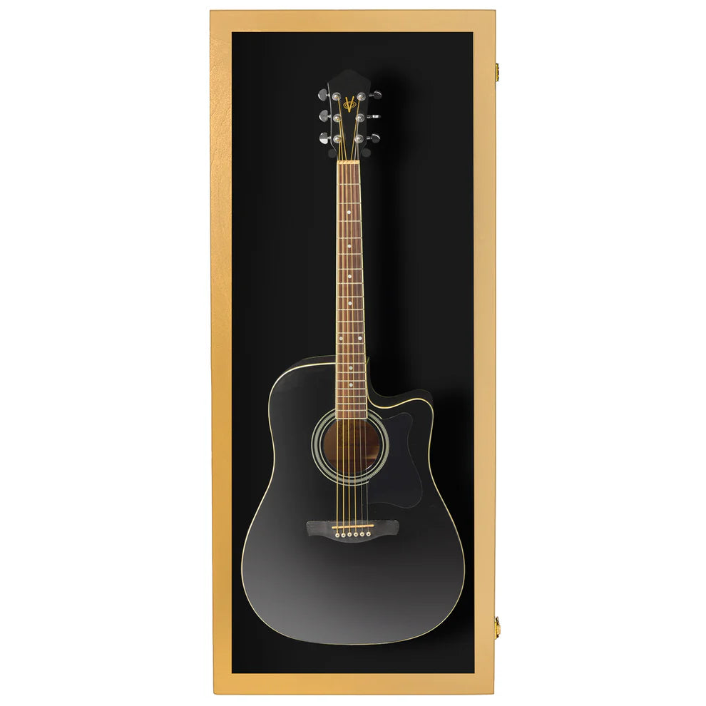 Golden Oak Acoustic Guitar Display Case UV Protection
