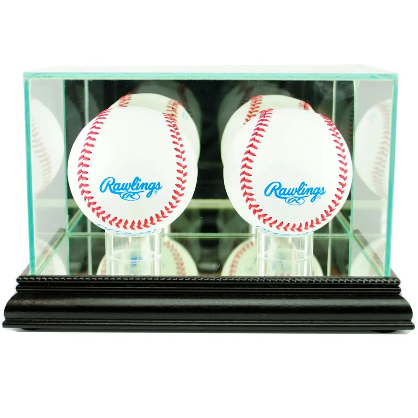 Real Glass Double Baseball Display Case Black