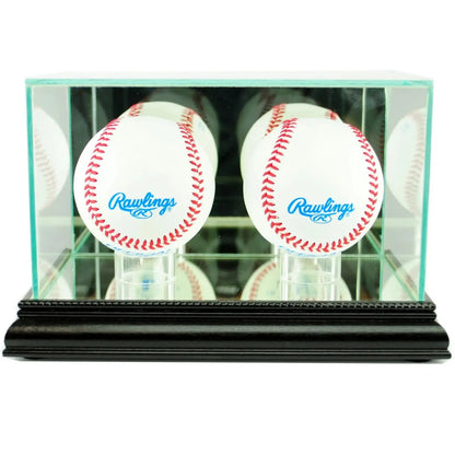 Real Glass Double Baseball Display Case Black
