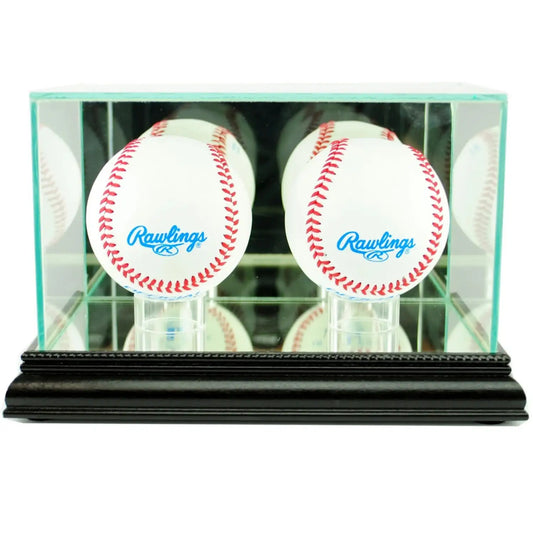 Real Glass Double Baseball Display Case Black