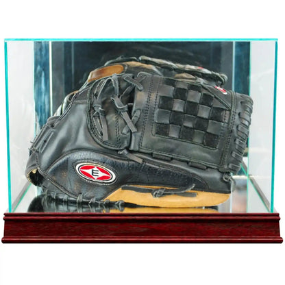 Real Glass Rectangle Baseball Glove Display Case Cherry Sport