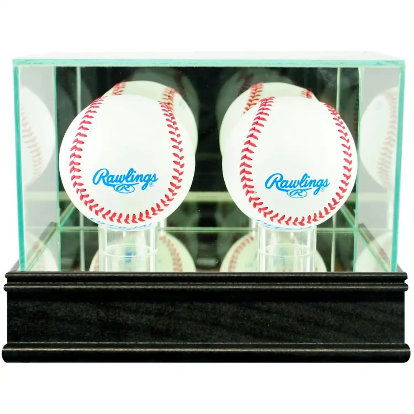 Real Glass Double Baseball Display Case Black