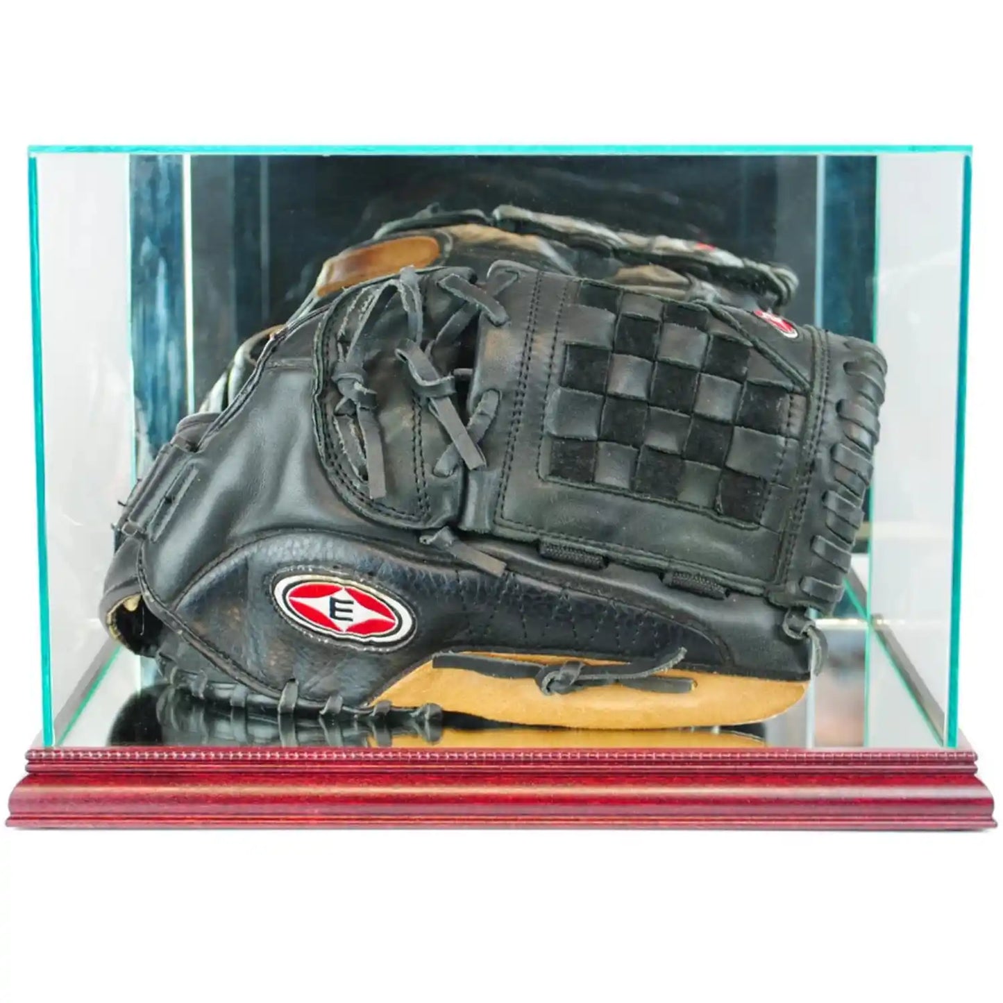 Real Glass Rectangle Baseball Glove Display Case Cherry
