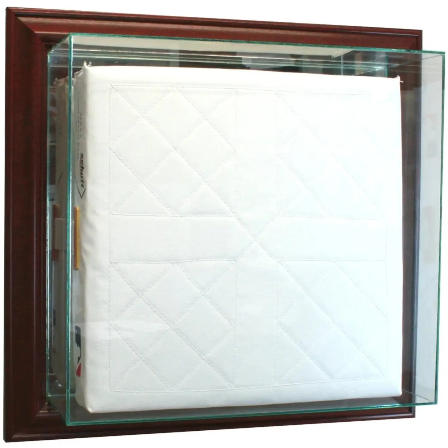 Real Glass Wall-Mounted Baseball Base Display Case Cherry