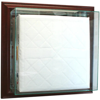 Real Glass Wall-Mounted Baseball Base Display Case Cherry