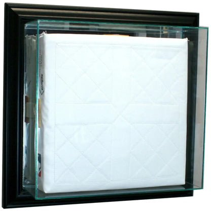 Real Glass Wall-Mounted Baseball Base Display Case Black