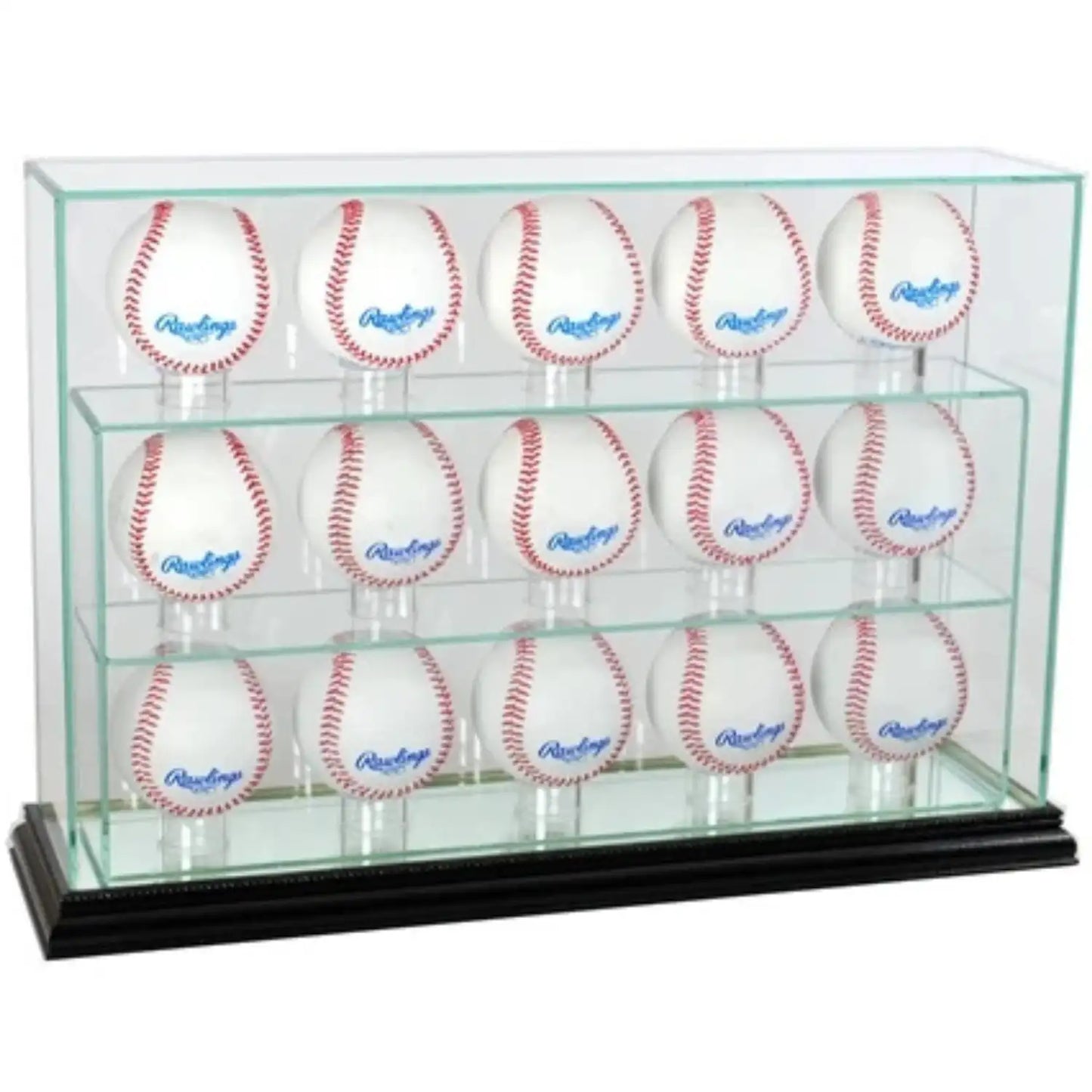 Real Glass 15 Upright Baseball Display Case Black