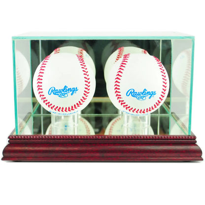 Real Glass Double Baseball Display Case Cherry