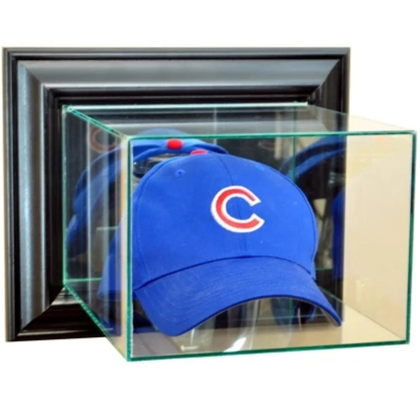 Real Glass Wall-Mounted Baseball Hat Display Case Black