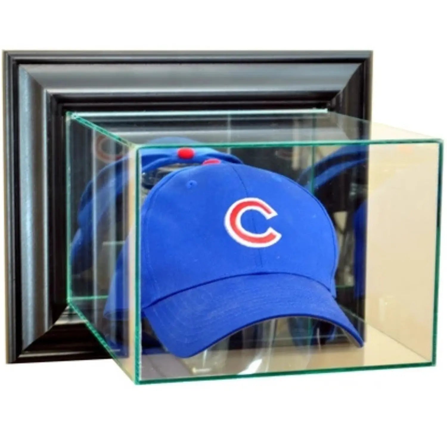 Real Glass Wall-Mounted Baseball Hat Display Case Black