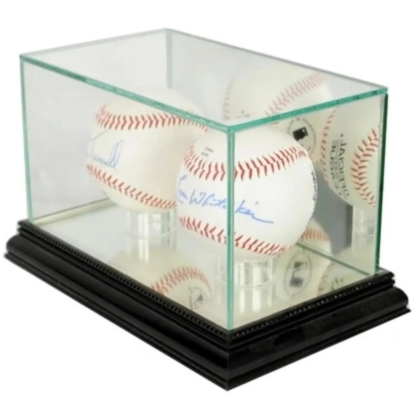 Real Glass Double Baseball Display Case Black