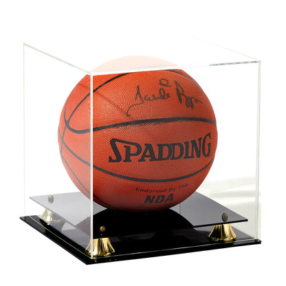 Clear Acrylic Basketball Case Display Gold Risers UV Protection NBA NCAA 
