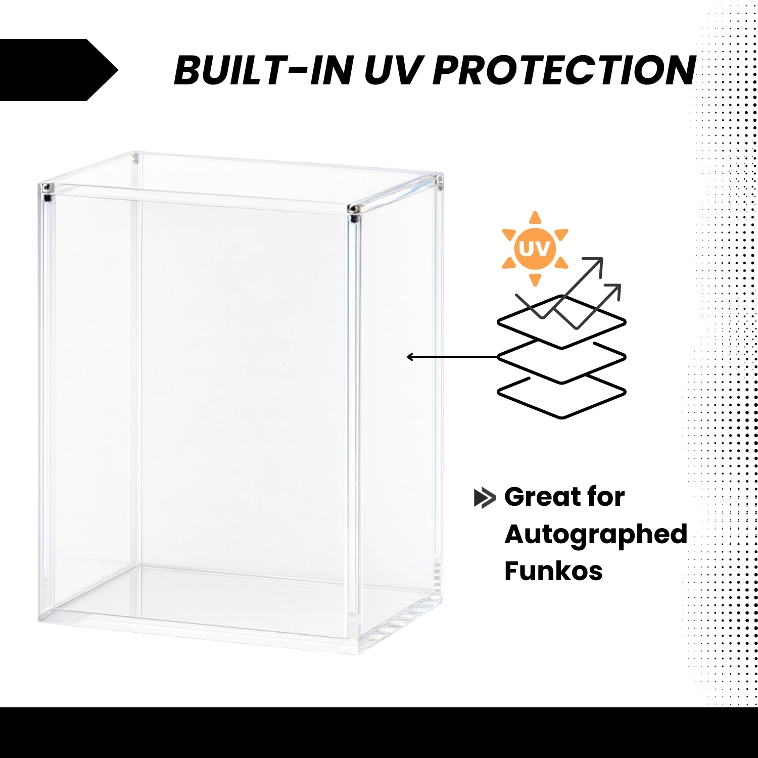Vinyl Pop Protector - Thick Hard Case Cover for 4" Vinyl Figures - Crystal Clear Acrylic Display Case Box with Stackable Design - UV Protection to Preserve Autographs & Colors