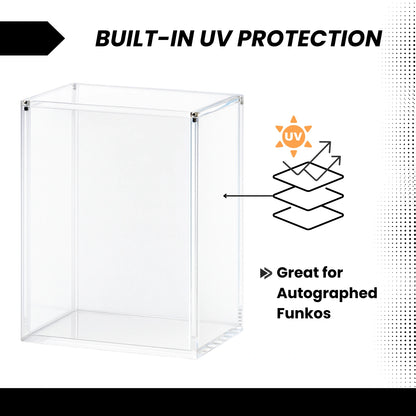 Vinyl Pop Protector - Thick Hard Case Cover for 4" Vinyl Figures - Crystal Clear Acrylic Display Case Box with Stackable Design - UV Protection to Preserve Autographs & Colors